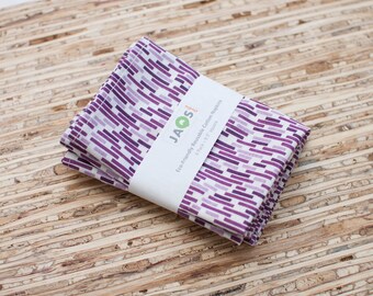 Small Cloth Napkins - Set of 4 - (N5301s) - Purple Dash Modern Reusable Fabric Napkins