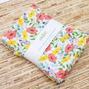 Large Cloth Napkins - Set of 4 - (NB955) - Allover Floral White Reusable Fabric Napkins