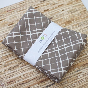 Large Cloth Napkins - Set of 4 - (N5210) - Brown Grayish Hash Cross Modern Reusable Fabric Napkins