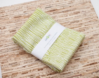 Large Cloth Napkins - Set of 4 - (NB581) - Green Nest Stripes Modern Reusable Fabrieenrc Napkins