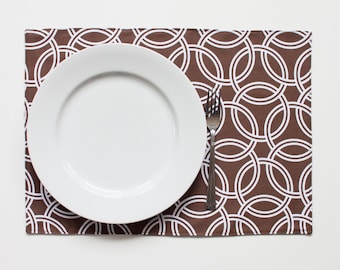 Double Sided, Eco-Friendly Place Mat - Set of 2 - (M_Brown Circles)