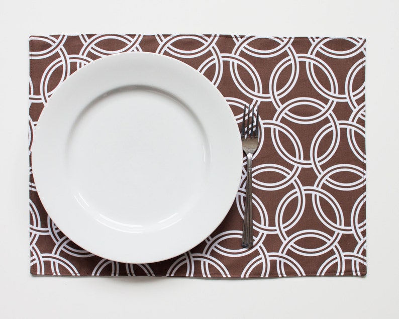Double Sided, Eco-Friendly Place Mat Set of 2 M_Brown Circles image 1
