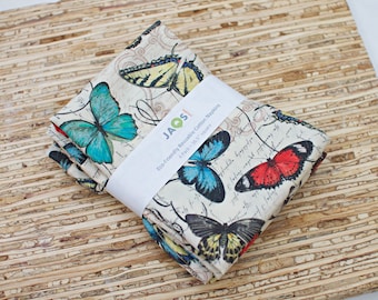 Große Stoffservietten - 4er-Set (NB244) - Schmetterlinge Allover Cream Wiederverwendbare Stoffservietten