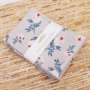 Large Cloth Napkins - Set of 4 (NA404) - Rose Toss Earthy Grey Fabric Napkins