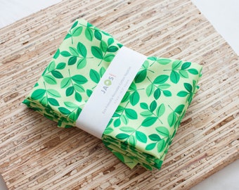 Large Cloth Napkins - Set of 4 - (N2963) - Wild Leaves Green Reusable Fabric Napkins