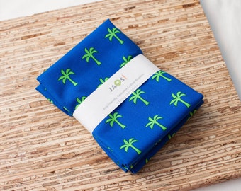 Large Cloth Napkins - Set of 4 - (N6210) - Palm Trees on Blue Reusable Fabric Napkins