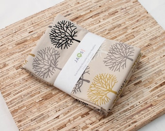 Guardanapos de tecido grandes - Conjunto de 4 - (N7217) - Guardanapos de tecido modernos e reutilizáveis com estampa de árvores da floresta em tons terrosos