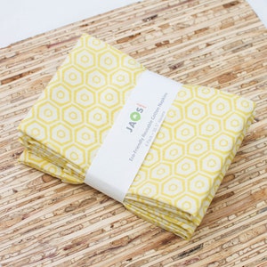 Large Cloth Napkins - Set of 4 - (N3812) - Yellow Honeycomb Geometric Modern Reusable Fabric Napkins