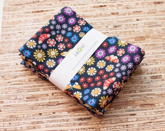 Large ORGANIC Cloth Napkins - Set of 4 (N7972) - Colorful Floral Butterfly Modern Reusable Fabric Napkins