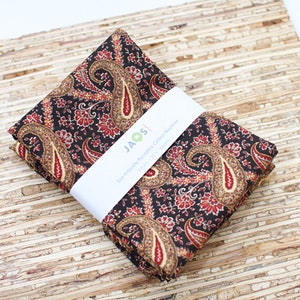 Large Cloth Napkins - Set of 4 - (NB892) - Deep Black Paisley Modern Reusable Fabric Napkins