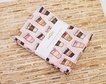Large Cloth Napkins - Set of 4 (NG030) - Coffee To Go Pink Modern Reusable Fabric Napkins