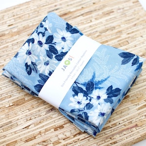 Large Cloth Napkins - Set of 4 - (NE389) - Blooming Branches Floral Blue Reusable Fabric Napkins