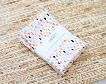 Small Cloth Napkins - Set of 4 - (NF165s) - Mod Dots White Reusable Fabric Napkins
