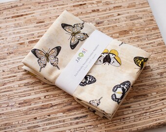 Große Stoffservietten - 4er-Set (N8511) - Beige Schmetterling Moderne wiederverwendbare Stoffservietten
