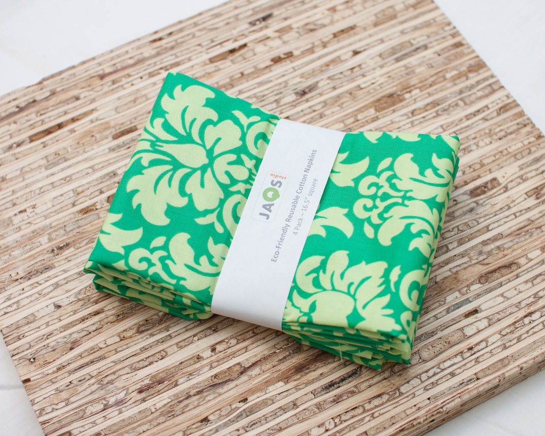 Large Cloth Napkins Set of 4 N1960 Green Mint Damask Etsy