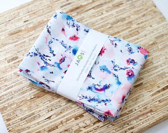 Large Cloth Napkins - Set of 4 - (NC623) - Wild Blue Floral Mist Reusable Fabric Napkins
