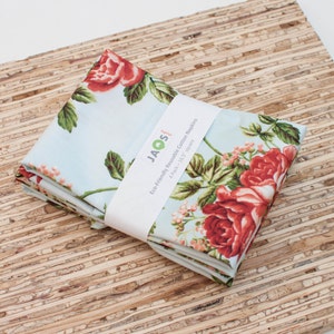 Large Cloth Napkins - Set of 4 - (N2445) - Light Blue Rose Flower Floral Modern Reusable Fabric Napkins