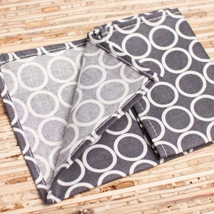 Small Cloth Napkins Set of 4 N314s Gray Circle Modern Reusable Fabric Napkins image 2