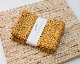 Large Cloth Napkins - Set of 4 - (N1786) - Crosshatch Mustard Modern Reusable Fabric Napkins