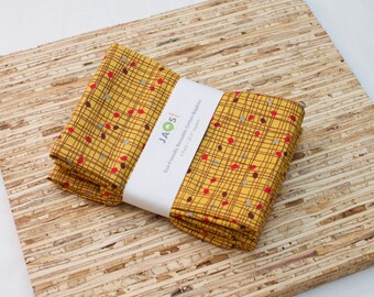 Large Cloth Napkins - Set of 4 - (N1786) - Crosshatch Mustard Modern Reusable Fabric Napkins