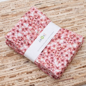 Large Cloth Napkins - Set of 4 (N4713) - Pink Hyacinth Flowers Reusable Fabric Napkins