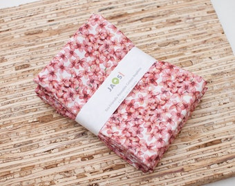Large Cloth Napkins - Set of 4 (N4713) - Pink Hyacinth Flowers Reusable Fabric Napkins