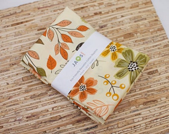 Large Cloth Napkins - Set of 4 (NG189) - Autumn Floral Leaves Fabric Napkins
