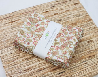 Large Cloth Napkins - Set of 4 - (N3023) - Floral Paisley Modern Reusable Fabric Napkins