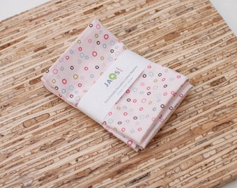 Small Cloth Napkins - Set of 4 - (N9185s) - Little Circles Pink Modern Reusable Cotton Fabric Napkins