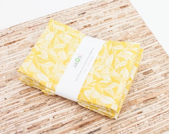 Large Cloth Napkins - Set of 4 - (N6349) - Yellow Golden Leaves Modern Reusable Fabric Napkins