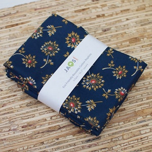 Large Cloth Napkins - Set of 4 - (ND907) - Navy Blue Dandelion Floral Modern Reusable Fabric Napkins
