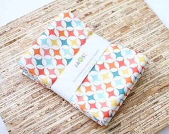 Large Cloth Napkins - Set of 4 (NH704) - Retro Star Colorful Modern Reusable Fabric Napkins