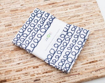 Large Cloth Napkins - Set of 4 (N3333) - Nautical Ropes on White Reusable Fabric Napkins