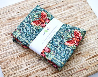 Große Stoffservietten - 4er Set - (NG658) - Gespiegelter Schmetterling Floral Grüne Wiederverwendbare Stoffservietten