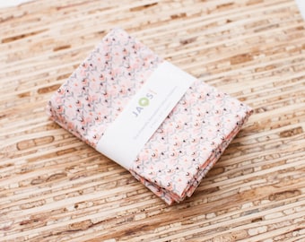 Small Cloth Napkins - Set of 4 - (N7921s) - Little Flowers Pink Reusable Cotton Fabric Napkins
