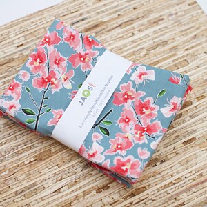 Large Cloth Napkins - Set of 4 - (NG729) - Cherry Blossoms Branch Blue Reusable Fabric Napkins