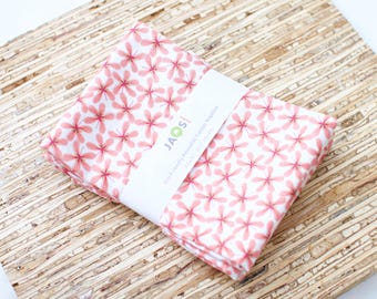 Large Cloth Napkins - Set of 4 - (NB327) - Pink Flowers on White Reusable Fabric Napkins