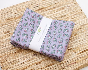 Large Cloth Napkins - Set of 4 - (N6091) - Mini Lilac Floral Reusable Fabric Napkins