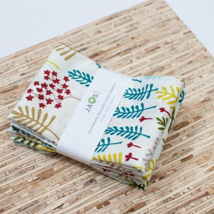 Large ORGANIC Cloth Napkins - Set of 4 - (N1934) - Forest Leaves Modern Reusable Fabric Napkins