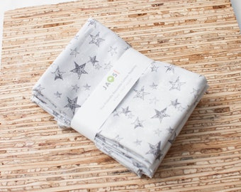 Large Cloth Napkins - Set of 4 - (N8524) - Grey Stars Reusable Fabric Napkins