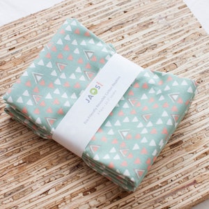 Large Cloth Napkins - Set of 4 - (N6340) - Dusty Green Triangles Reusable Fabric Napkins
