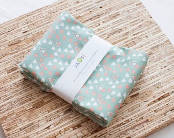 Large Cloth Napkins - Set of 4 - (N6340) - Dusty Green Triangles Reusable Fabric Napkins
