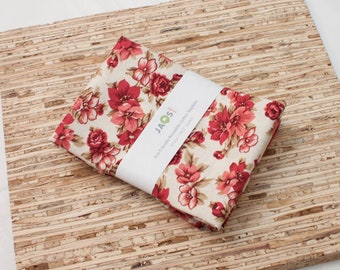 Large Cloth Napkins - Set of 4 - (N4848) - Elegance Flower on Cream Modern Reusable Fabric Napkins