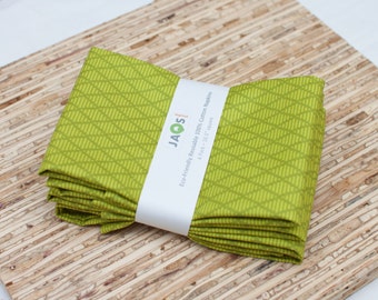 Large Cloth Napkins - Set of 4 - (N1550) - Green Diamond Geometric Modern Reusable Fabric Napkins