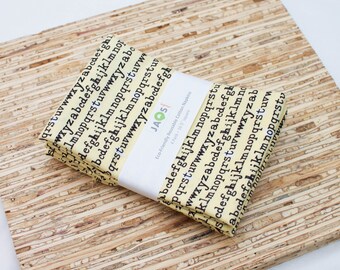 Large Cloth Napkins - Set of 4 - (N4331) - Yellow Type Letters Modern Reusable Fabric Napkins