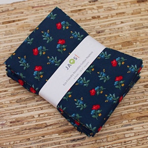 Large Cloth Napkins - Set of 4 - (NE375) - Navy Blue Boutonnieres Floral Modern Reusable Fabric Napkins