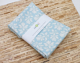 Large Cloth Napkins - Set of 4 - (NC491) - Damask Floral Light Blue Reusable Fabric Napkins