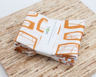 Large Cloth Napkins - Set of 4 - (N1302) - Orange Brown Modern Reusable Fabric Napkins