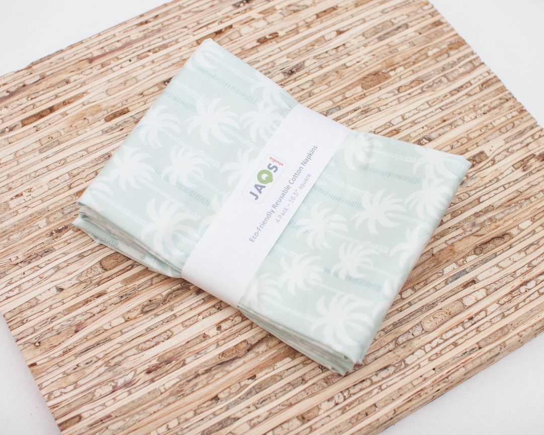 Large Cloth Napkins Set of 4 N5579 Mint Palm Trees Etsy