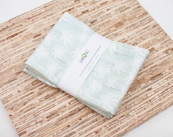 Large Cloth Napkins - Set of 4 - (N5579) - Mint Palm Trees Modern Reusable Fabric Napkins